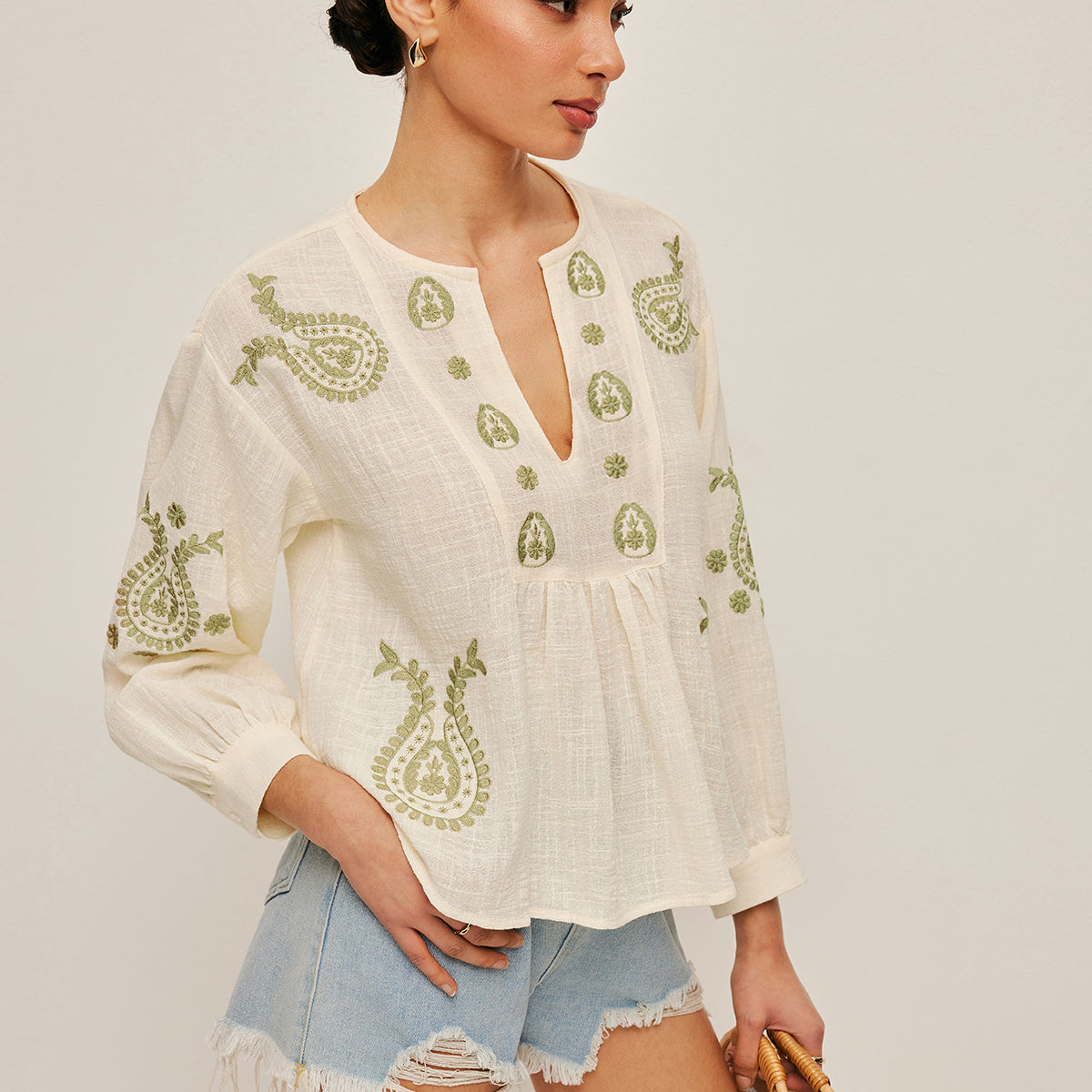 Boho İşlemeli Bluz