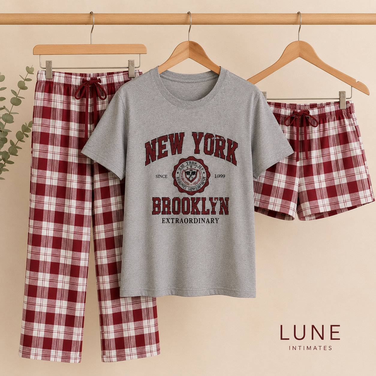 Lune Cozy Check Sleep Set