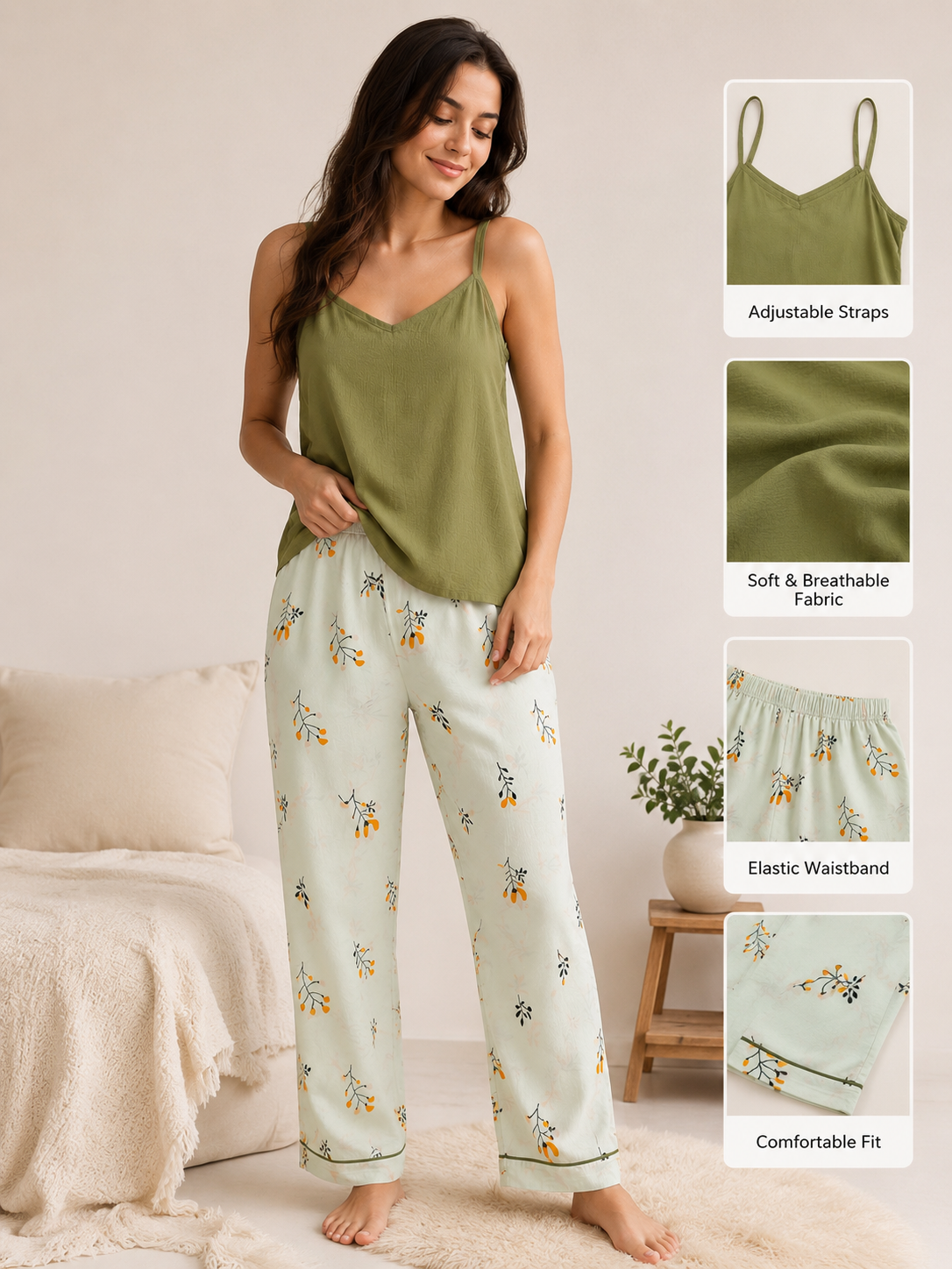 Lune Olive Blossom Sleep Set