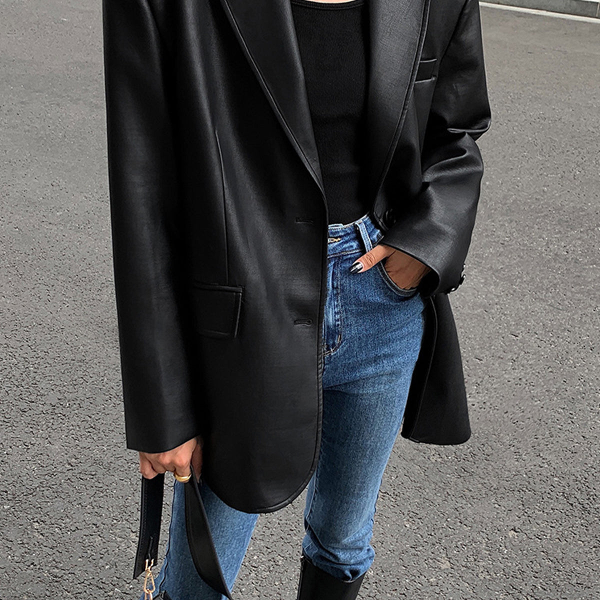 Yaka Cepli Deri Blazer