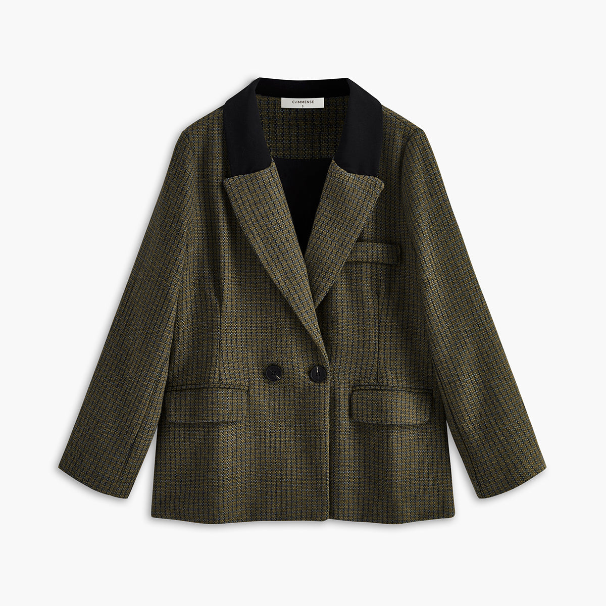 Büyük Bedenli Tweed Kareli Blazer