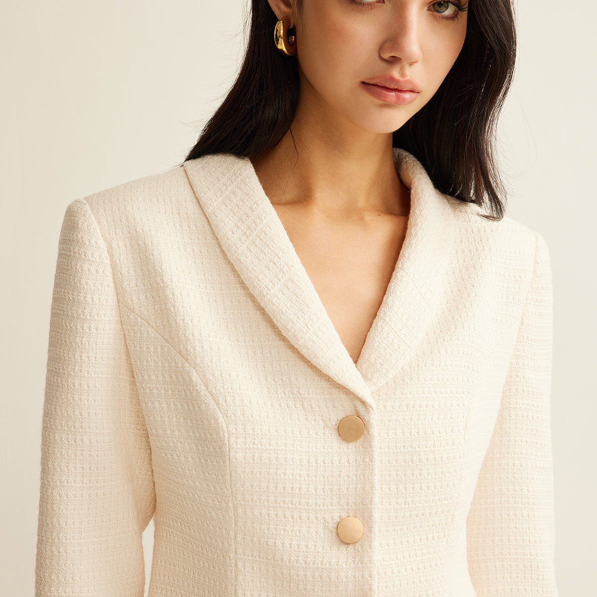 Kısa Kollu Tweed Blazer Ceket