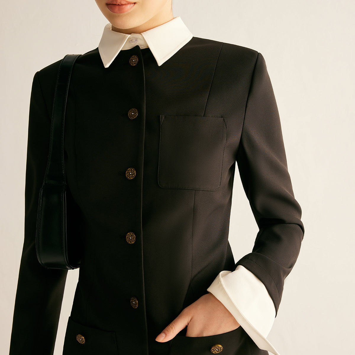 Ayarlanabilir Yaka Detaylı Slim Fit Blazer Elbise