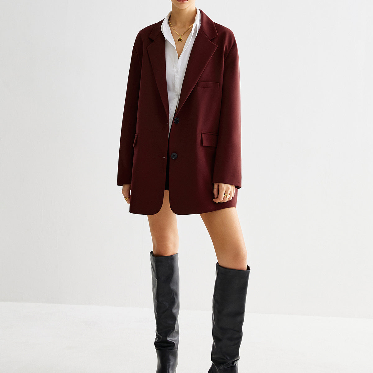 Bağcıklı Arka Detaylı Shift Blazer Ceket
