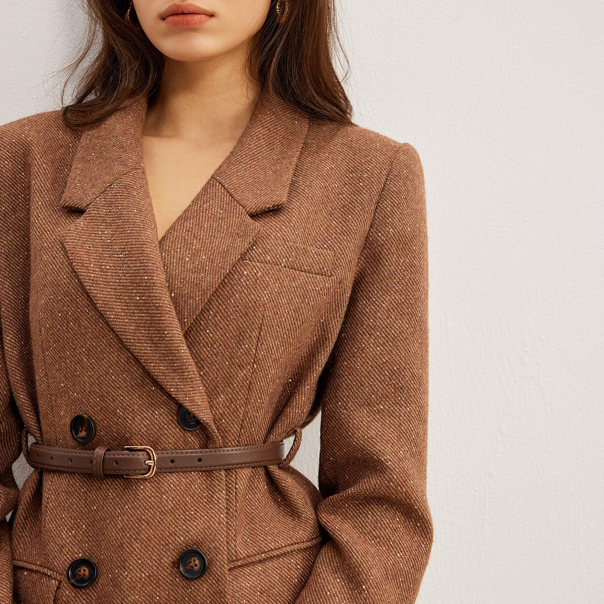 Yün Karışımlı Dokulu Belli Blazer