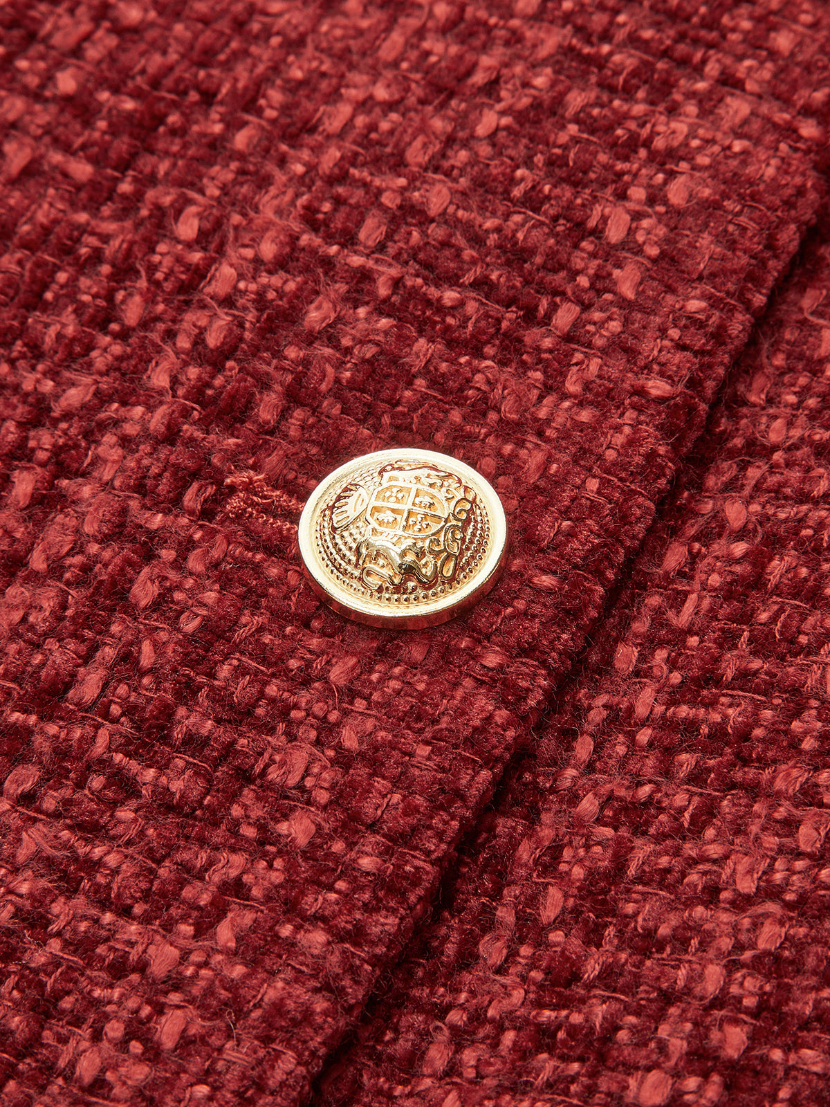 Düğmeli Yırtmaç Detaylı Tweed Ceket