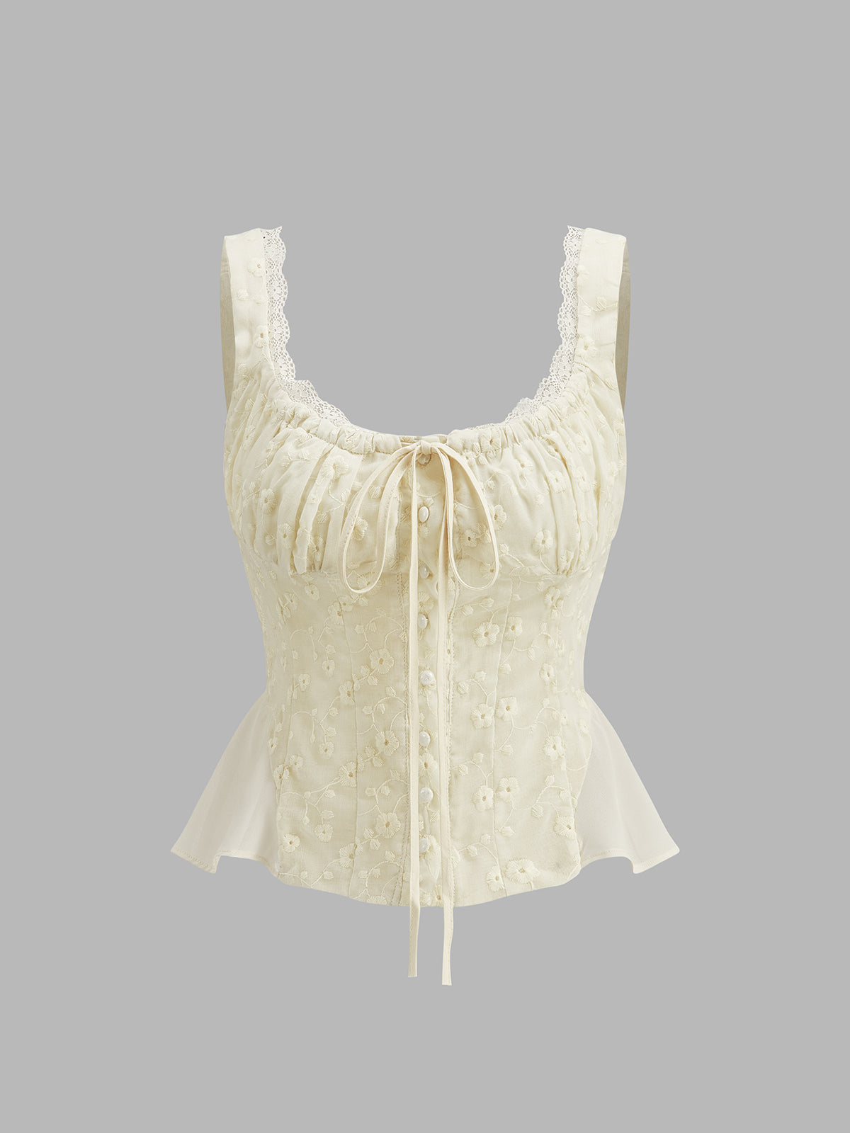 Dantel Süslemeli Dantelli Çiçekli Peplum Üst