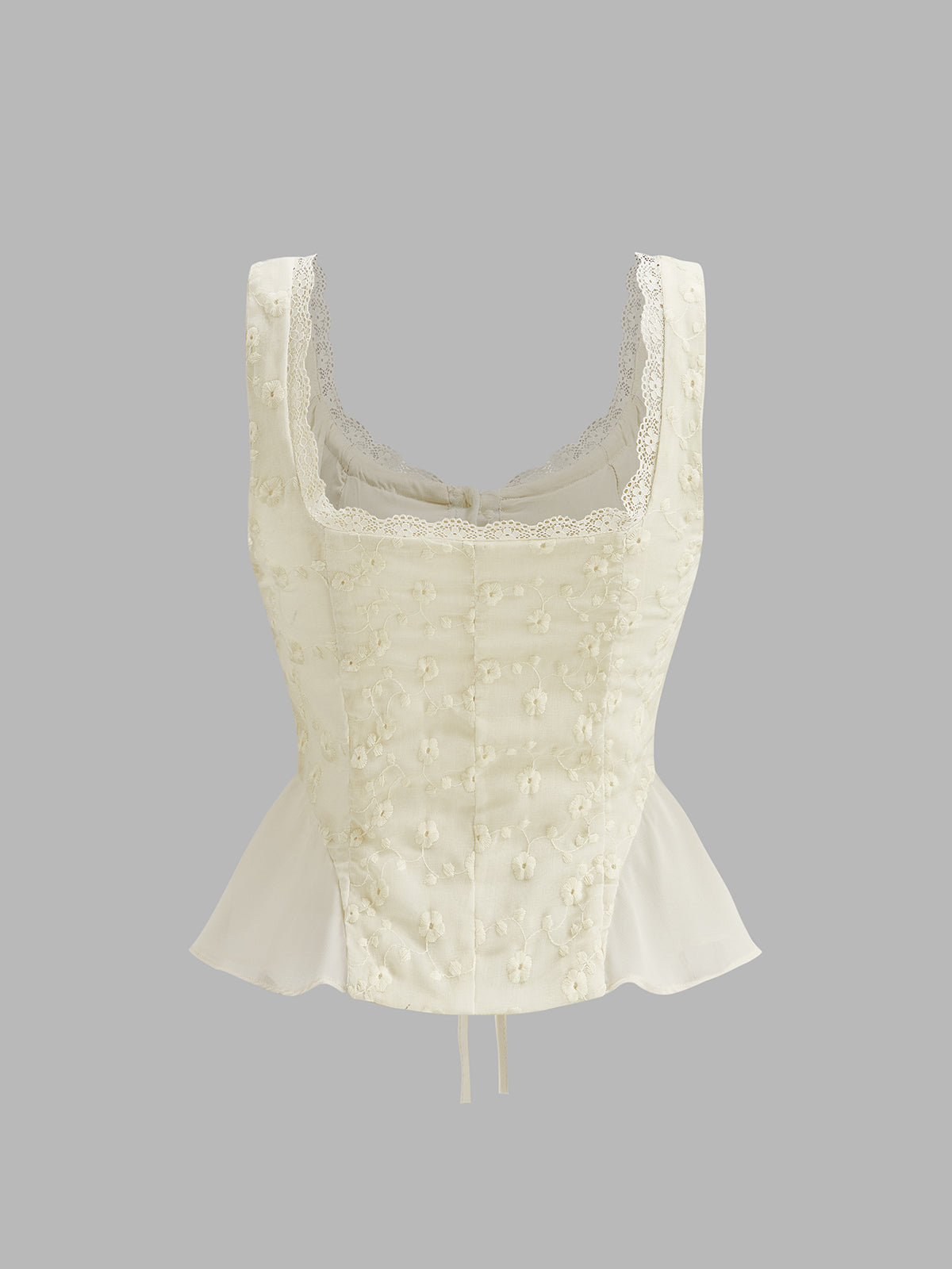Dantel Süslemeli Dantelli Çiçekli Peplum Üst