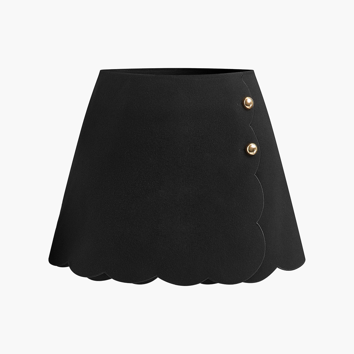 Taraklı Etek Yan Düğmeli Skort
