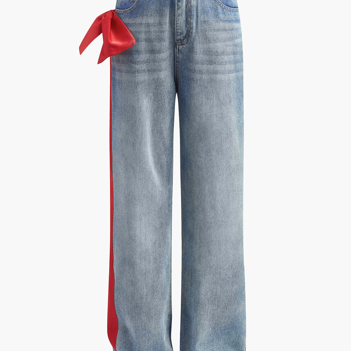 Orta Bel Fiyonk Dekora Denim Kot