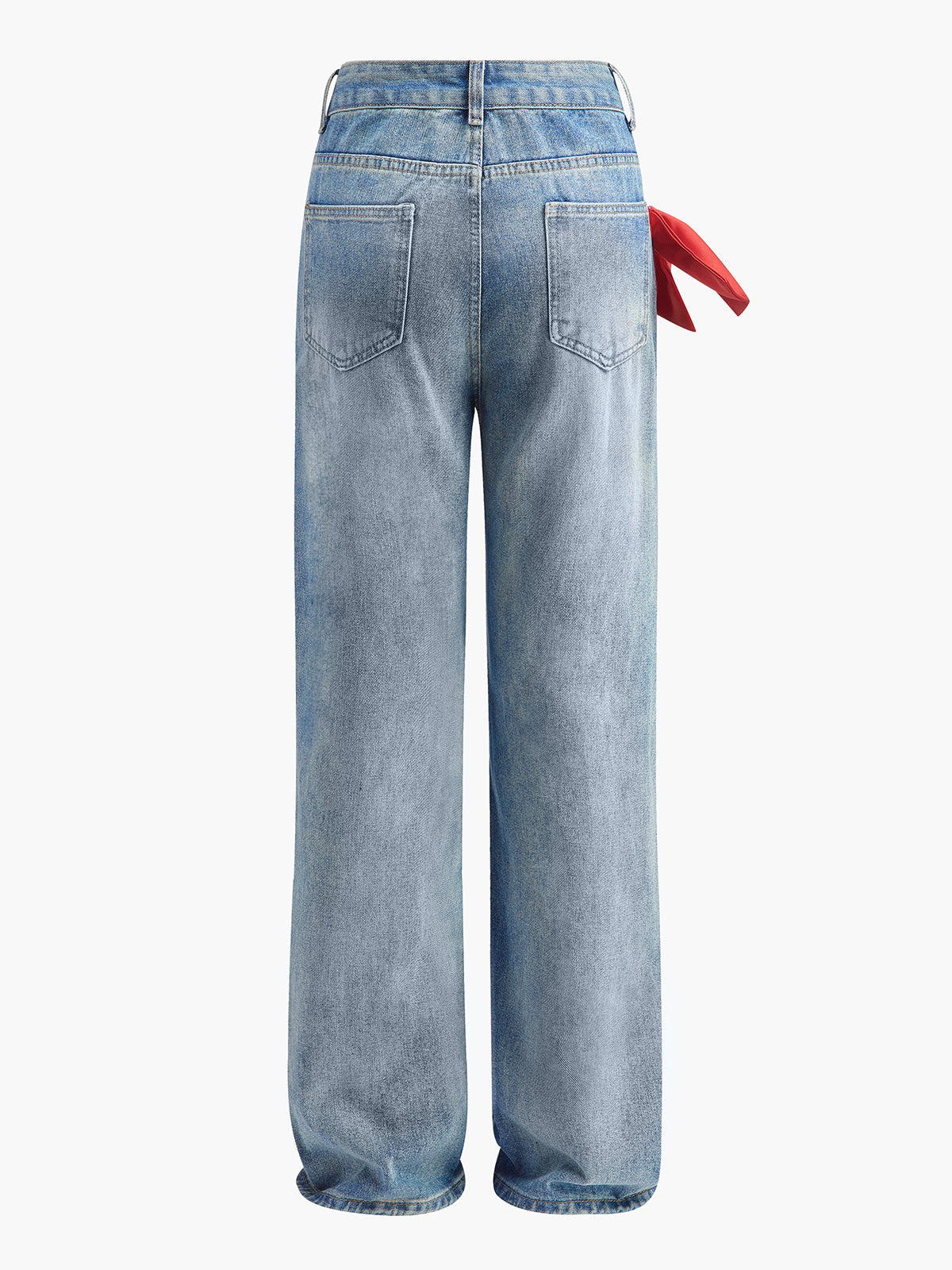 Orta Bel Fiyonk Dekora Denim Kot