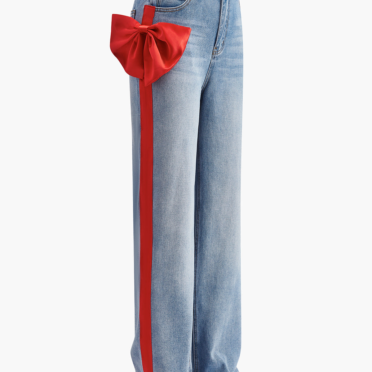 Orta Bel Fiyonk Dekora Denim Kot