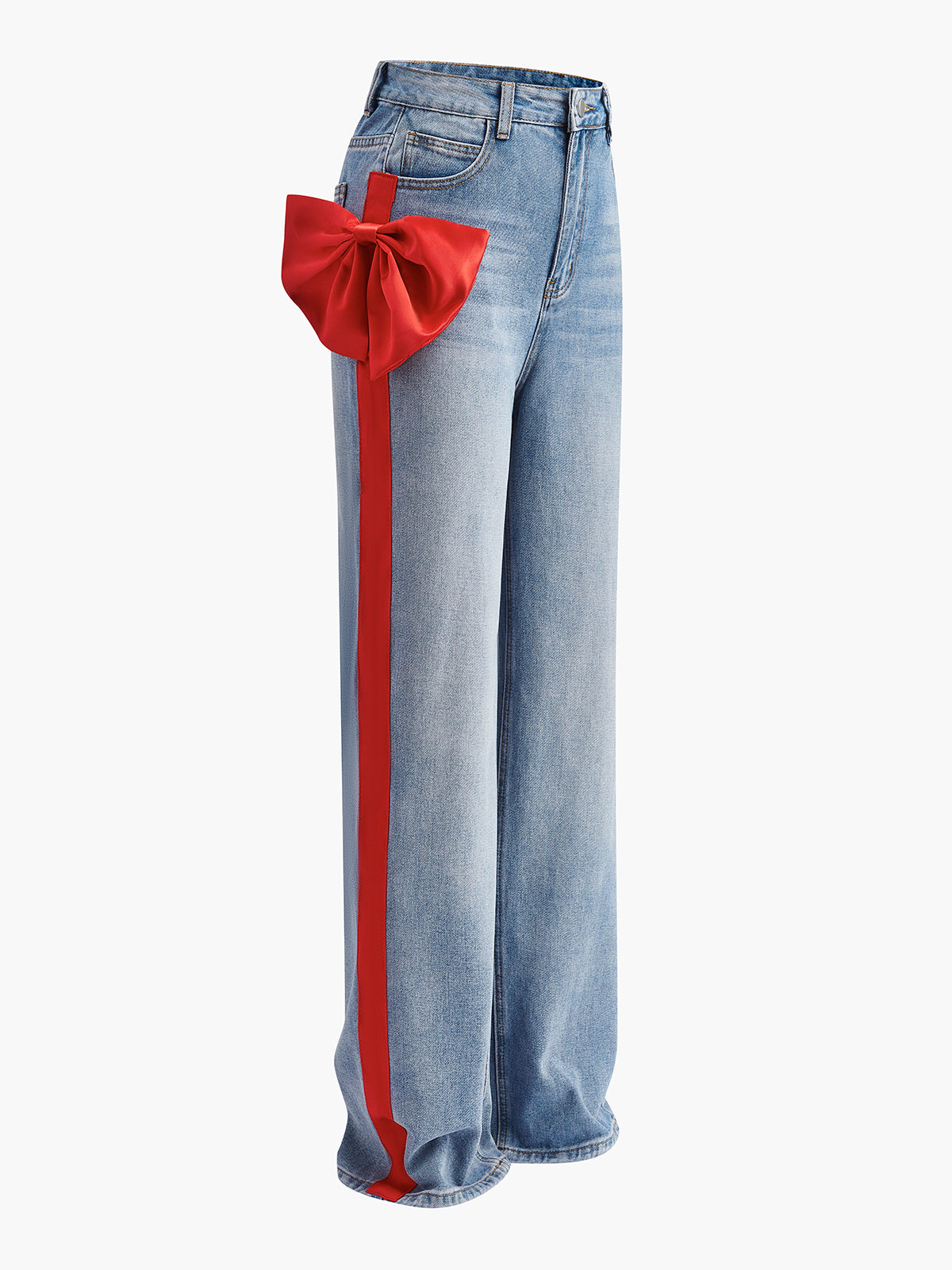 Orta Bel Fiyonk Dekora Denim Kot