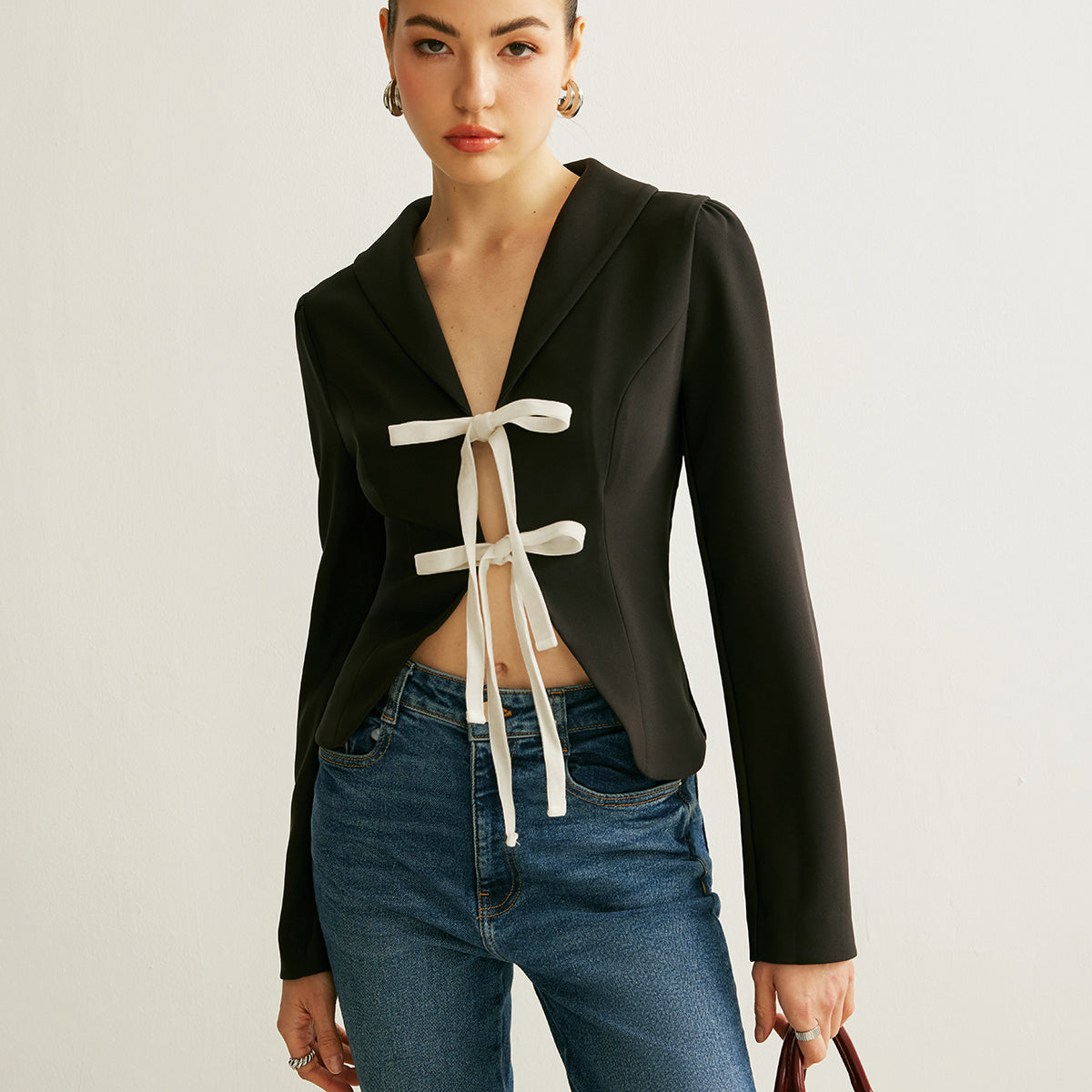 V-Yaka Bağlama Ön Blazer