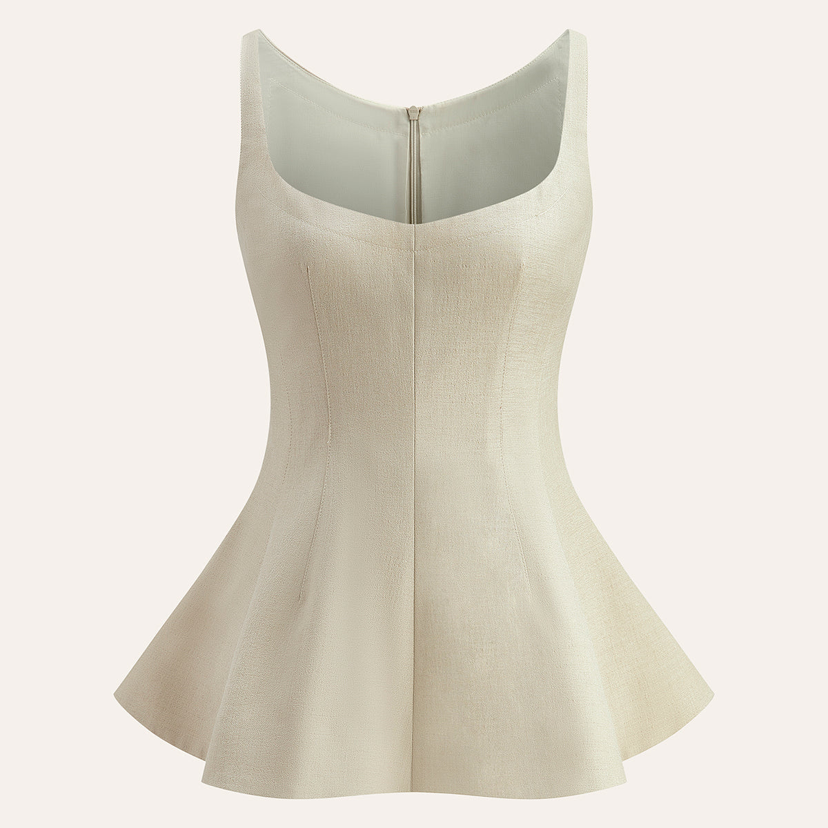 Arkadan Fermuarlı Peplum Kloş Üst