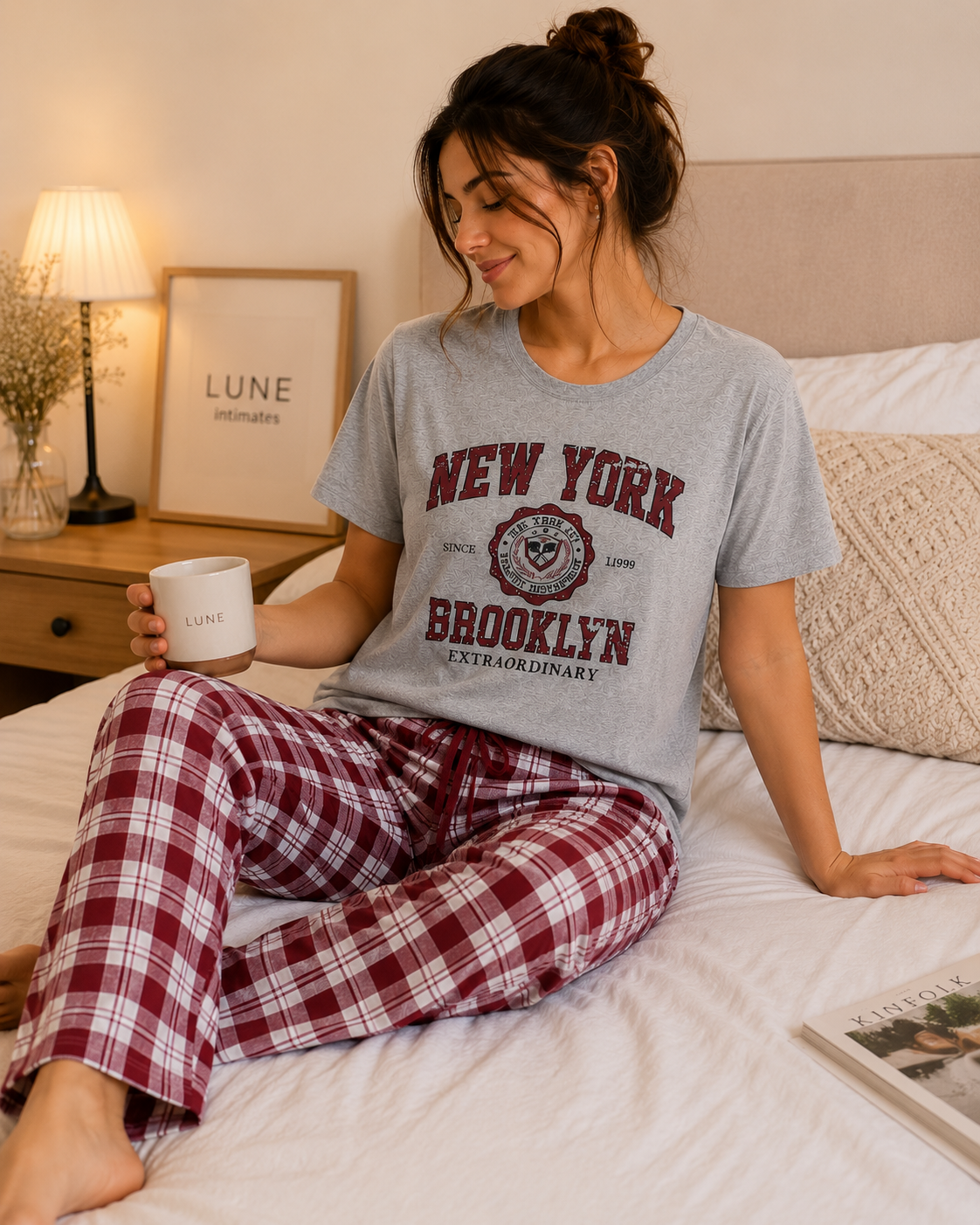Lune Cozy Check Sleep Set