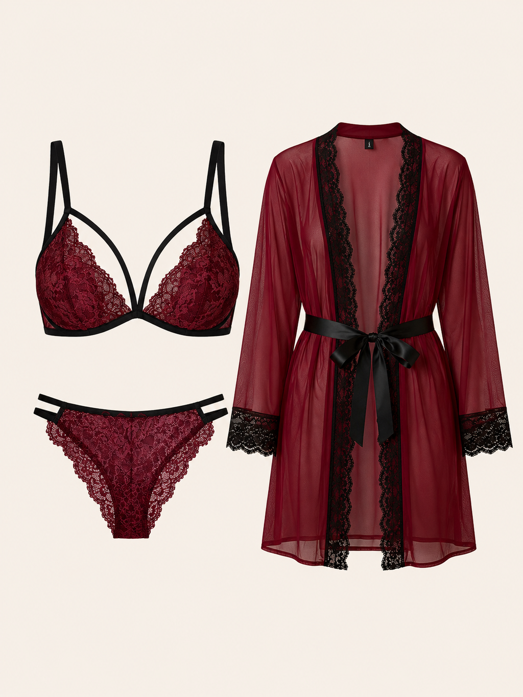 Lune Elegance Lace Robe Set