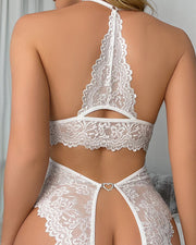 Luné Intimates, Çiçek Dantelli, Dalgalı Kesim, Transparan &amp; Çift Tarafı Açık Seksi İç Giyim 